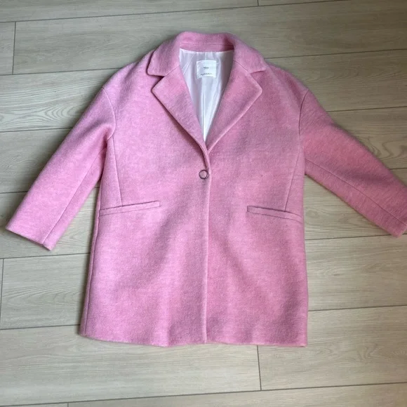 MNG Casual ~ Wool Blend Elegant Pink Women's Coat. - Picture 6 of 12